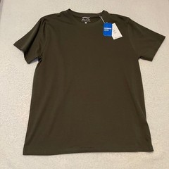 Porter & Ash Mens Performance Tee Olive Green Short Sleeve Stretch Shirt Size M