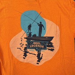 Reel Legends Shirt Mens Medium Orange Wailers Fishing Graphic Tee Tagless