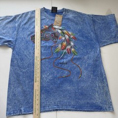 Vintage Sportex Men Blue Mineral Wash Southwest Horse Graphic T Shirt XL