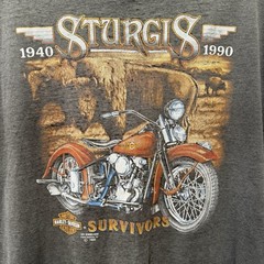 1991 Sturgis Halrey Davidson 3D Emblem Faded Black T Shirt Large VTG