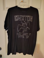Led Zeppelin United States Of America 1977 Shirt Men XL Black Short Sleeve Retro