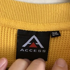 Access Thermal Top Mens 2XL Yellow Waffle Knit Pullover Crewneck Base Layer