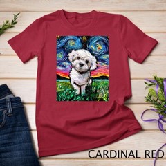 Maltipoo Starry Night White Maltese Poodle Dog Art by Aja T-Shirt Unisex T-shirt