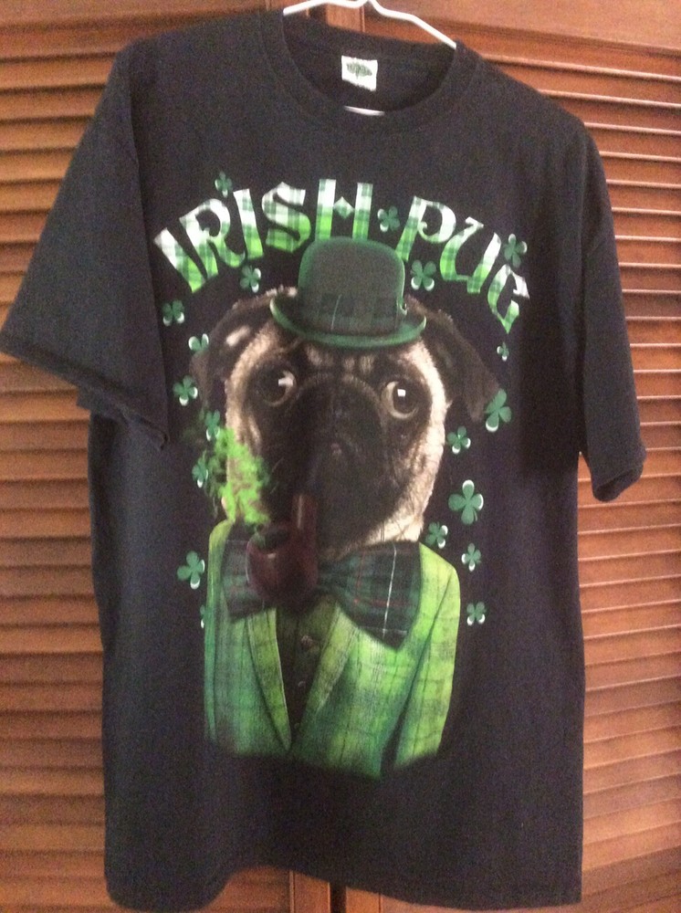 Lucky Brand “Irish Pug” T-Sirt Black/Green Size XL/XG Preowned