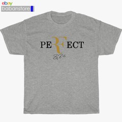 New ROGER FEDERER PERFECT Logo Black/White/Grey/Navy T-Shirt Size S-5XL