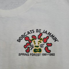 Vintage 1992 Colorful Bobcats Jammin Shirt L/XL 23×26 White