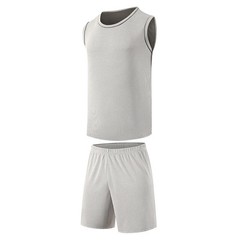 2-Piece Men’s Set Round Neck Short Sleeved Set Solid Color Mesh Summer Quick Dry
