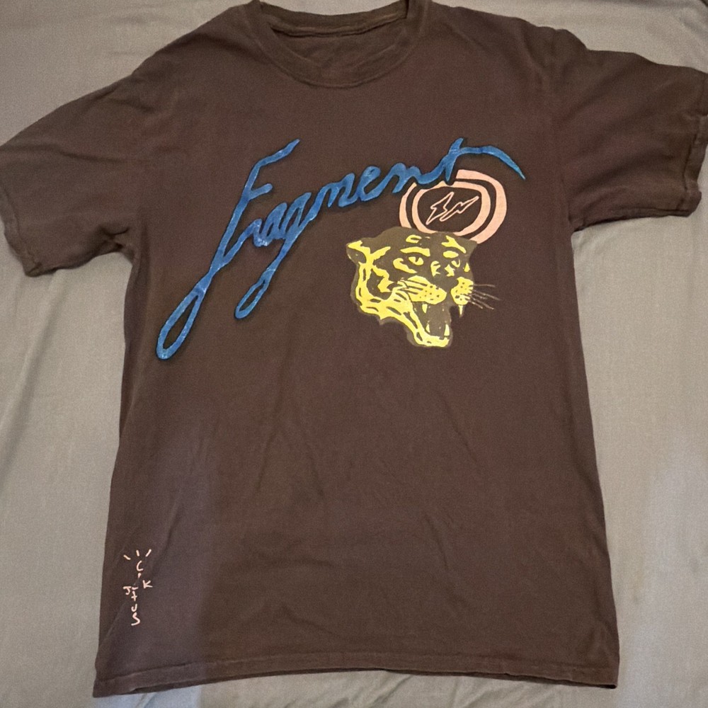 Travis Scott Cactus Jack Fragment Men’s Brown Jaguar Logo Graphic Tee Size M