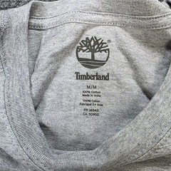 Timberland Graphic T-Shirt Men’s Size Medium Gray Back Letters Cotton Casual New
