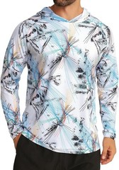 Men’s UPF 50+ Sun Protection Hoodie Shirt Rash Guard Shirt UV Fishing Outdoor