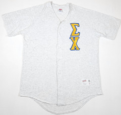 Vintage Soffe Men’s Sigma Chi Embroidered Blue & Gold Logo Jersey T-Shirt – XL
