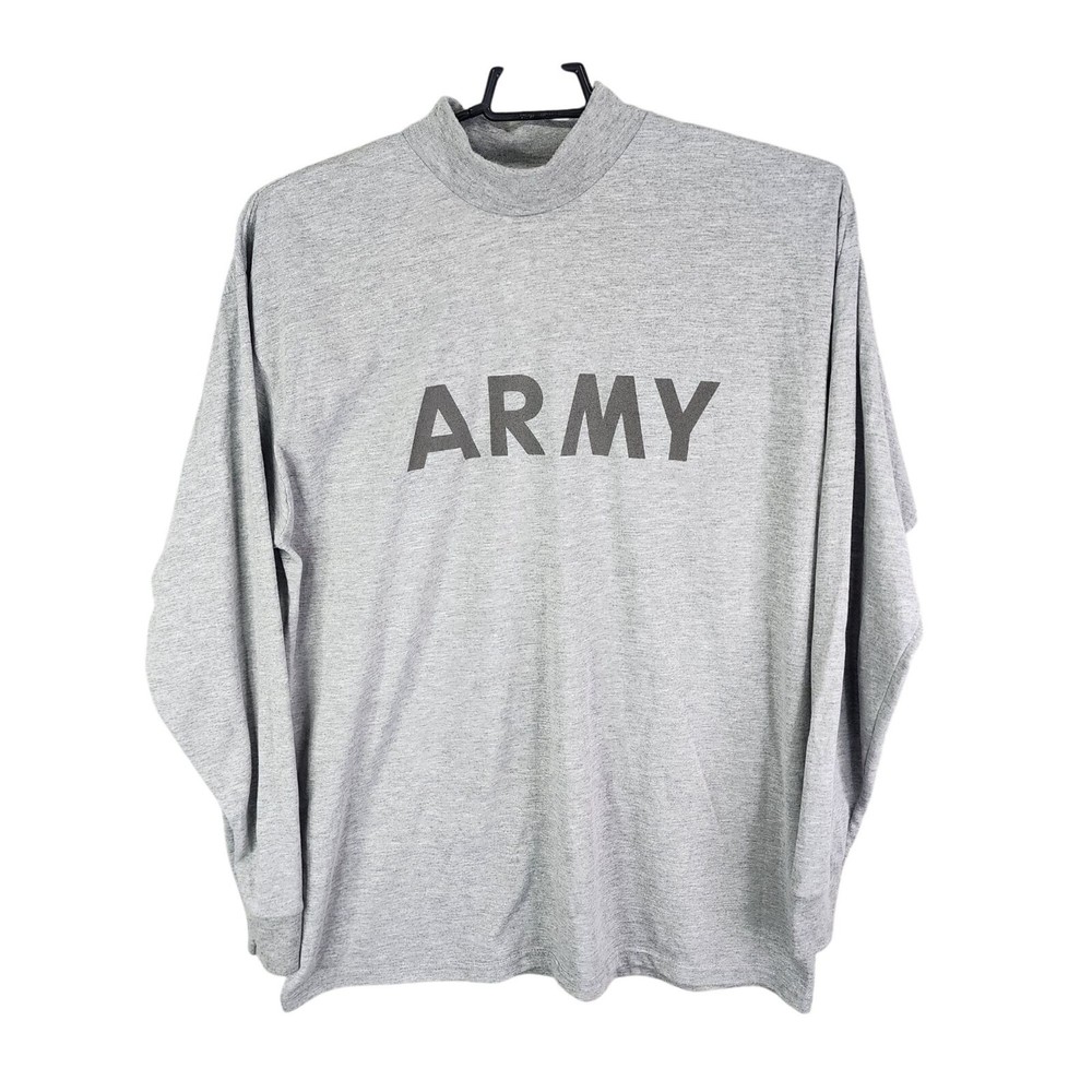 Mens Gray Army Physical Fitness Uniform Shirt Long Sleeve 100% Polyester Size XL