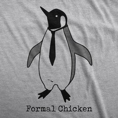 Mens Formal Chicken T Shirt Funny Penguin Suit Tuxedo Tie Joke Tee for Guys