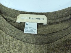 Vintage 90s Ribbed Knit Shirt Men Medium Minimalist Casual Olive Brown Midweight