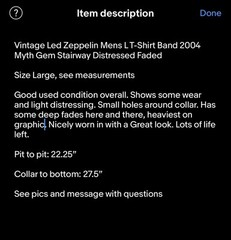 Vintage Led Zeppelin Mens L T-Shirt Band 2004 Myth Gem Stairway Distressed Faded