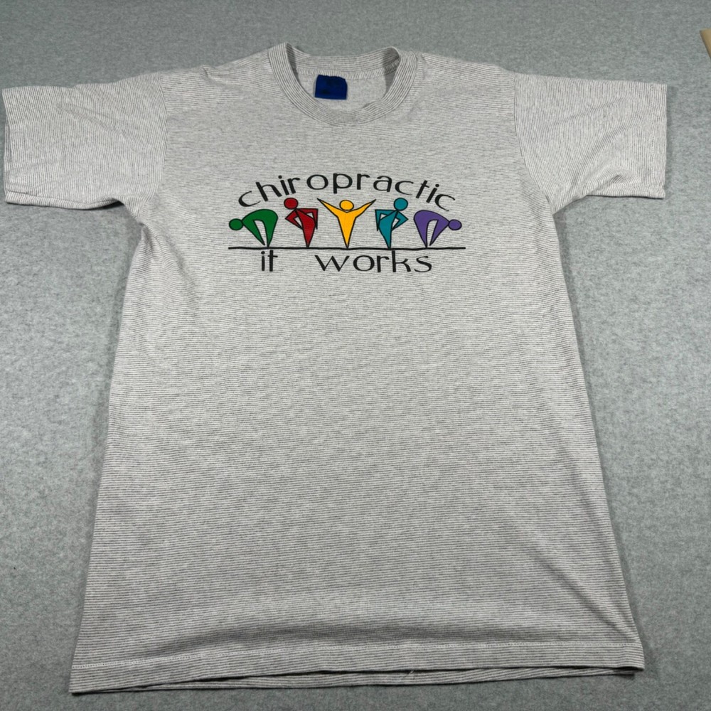 Vintage Chiropractic Shirt Adult Medium Gray Single Stitch Old Saybrook Mens 90s