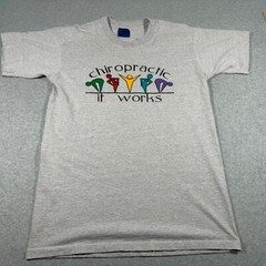 Vintage Chiropractic Shirt Adult Medium Gray Single Stitch Old Saybrook Mens 90s