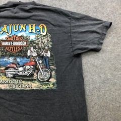 Harley-Davidson Shirt Mens XL Gray Cajun H-D Lafayette Louisiana Dealer Graphic