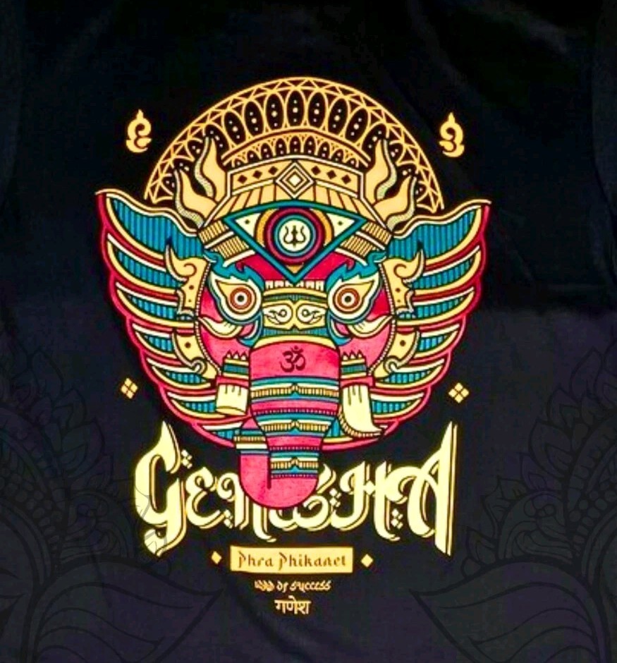 Ganesha T-Shirt Large Diwali Hindu Ganesha Statue Art Hippie Boho Festival