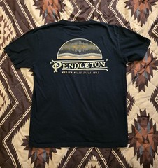 Pendleton Woolen Mills Double Sided Graphic T Shirt Navy Blue Adult Size Large