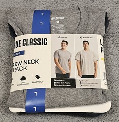 True Classic Men’s 2-Pack Crew Neck Tee Shirts 1 Gray 1 Navy Size Large