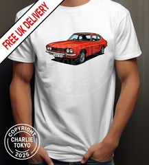Ford Capri Mk1 T Shirt Classic Car Personalised Reg / Colour Men’s And |Ladies
