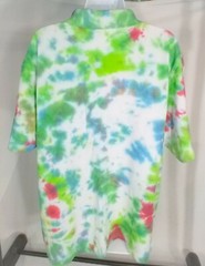 Ivy Crew Options~Tie Dye Polo Shirt Top~Sz. Medium~Green/Blue~Excellent Upcycle