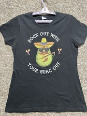 Rock Out With Your Guac Out Funny T-Shirt Avacado Guacamole Salsa Vegan Sz M
