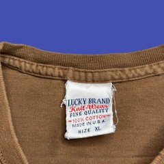 Vintage Lucky Brand XL Too Tough To Die Graphic T Shirt USA Brown Cotton Faded
