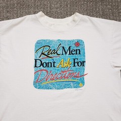 Real Men Dont ask For Directions Shirt Mens Large Vintage Novelty Dad Joke Map