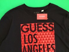 GUESS Los Angeles Men’s Short Sleeve T-Shirt Size LARGE Black w/Red Cotton NEW