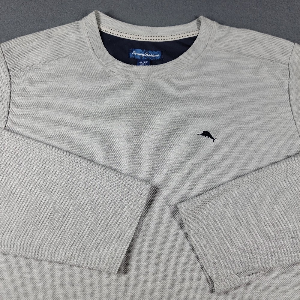 Tommy Bahama Mens Gray Long Sleeve Waffle Knit Crew Neck Shirt ZTB97769 Size XL