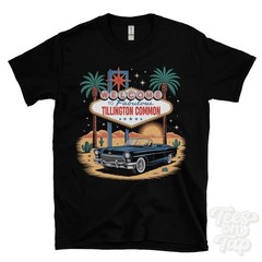 TILLINGTON COMMON LAS VEGAS SIGN PARODY FUNNY T-SHIRT aboyne aberdeenshire