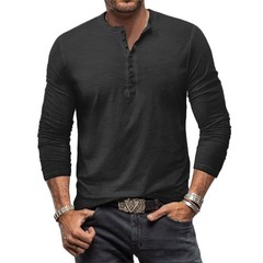 Men Tie Dye Long Sleeve Buttons Tops Blouse Solid V-Neck Casual T-Shirt Tee