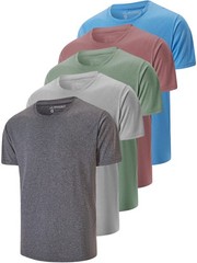 5 Pack Men’S Dry Fit T Shirts Athletic Running Gym Workout Short Sleeve Tee Shir
