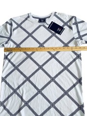 NWT Casa Moda Couture White Black Diamond Geometric Pattern Tee Unisex Men Sz S
