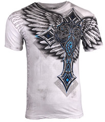 Xtreme Couture by Affliction Men’s T-Shirt LAST BLOW White Biker Wings MMA