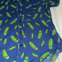 Adult Swim Rick & Morty Men’s Juniors Medium 100% Cotton Collared Pickle Rick