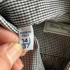 Errico Formicola Micro Gingham Check Cutaway Shirt Size 37