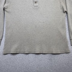 LL Bean Henley Shirt Mens XL Oatmeal Long Sleeve Waffle Knit Cotton Made USA