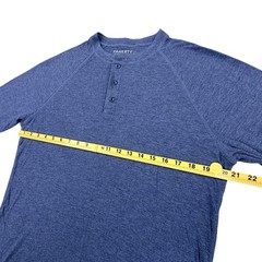 Faherty Cloud Cotton Henley Men Large Blue Heather Pima Cotton Peru Long Sleeve