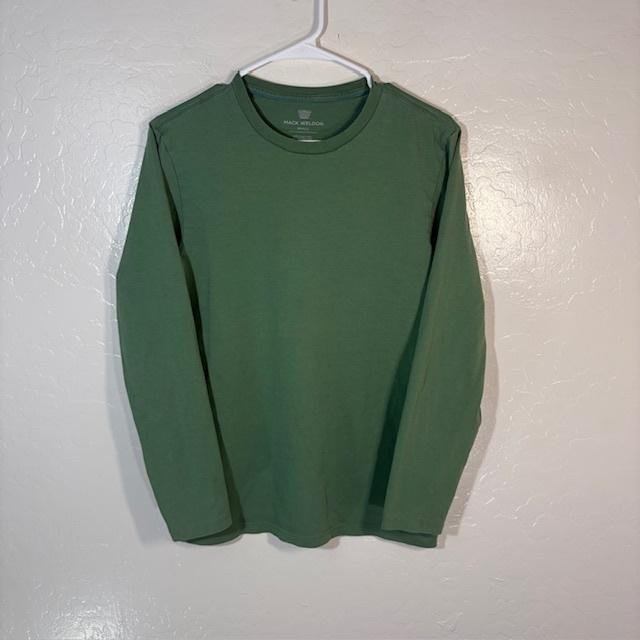 Mack Weldon Shirt Mens Small Green Pima Cotton Long Sleeve Crewneck Tagless Tee
