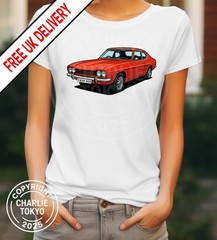 Ford Capri Mk1 T Shirt Classic Car Personalised Reg / Colour Men’s And |Ladies