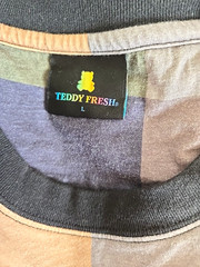 Men’s Teddy Fresh Squares Color Block T-Shirt L brown tan green beige gray navy