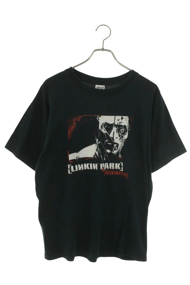 Vintage Linkin Park 20s Print T-Shirt Black M with Wear and Hole