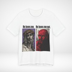 He Loves Me He Loves Me Not Jesus Devil Graphic T Shirt Gothic Streetwear
