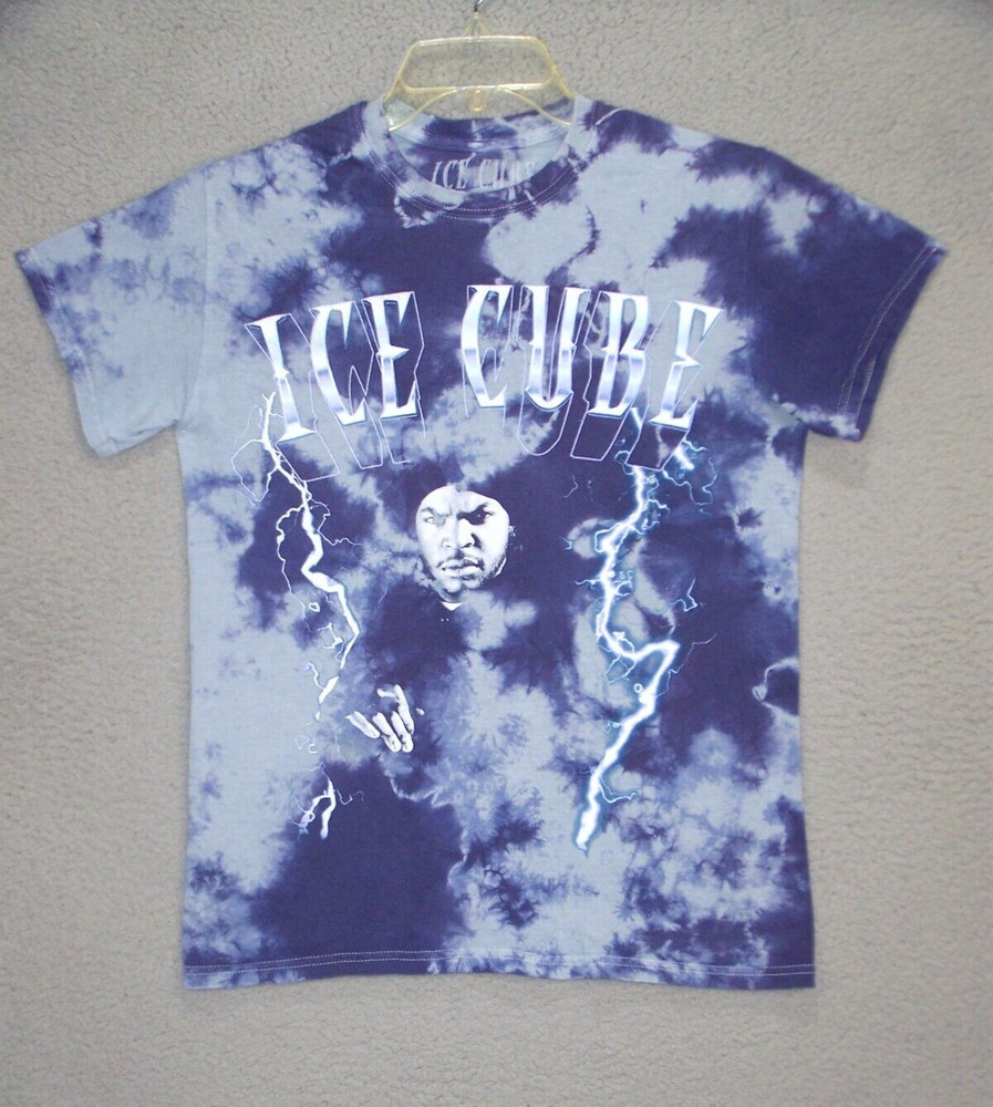 Ice Cube Shirt Adult Small Blue Graphic Tie Died Hip Hop Music Rock Band Mens