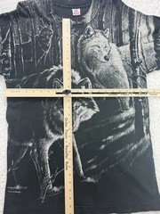 Vintage AOP Wolf T-Shirt All Over Print L Black & White Single Stitch USA Made