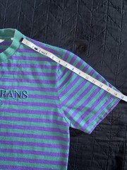 GUESS ASAP A$AP Originals Men’s Purple Green Striped Logo T-Shirt Size M
