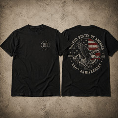 Patriotic USA 250th Anniversary Shirt Men 1776 2026 Eagle Flag July 4th (S-5XL)